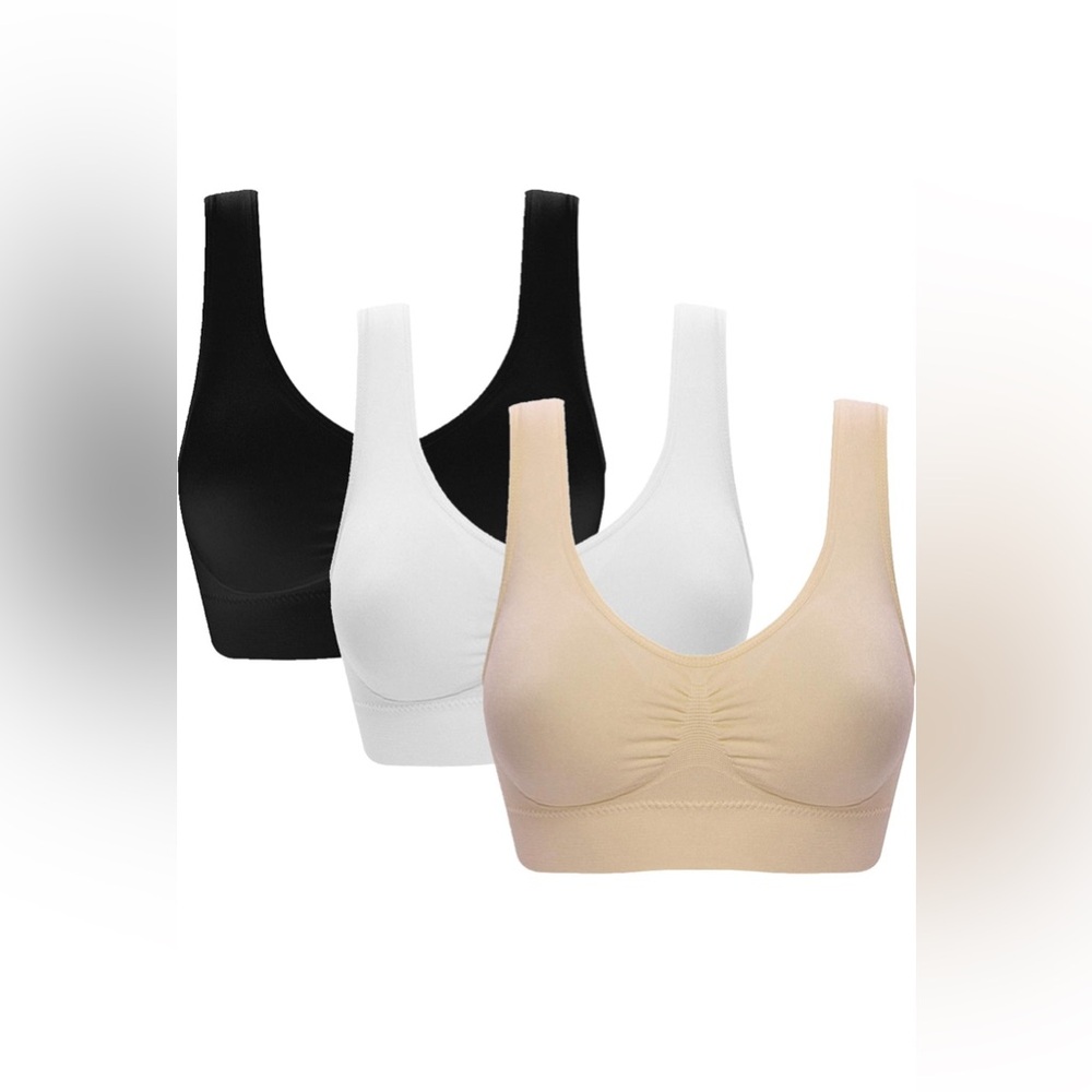 Vermilion Bird Women's 3 Pack Seamless Comfortable Sports Bra with Removable Pad